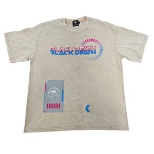 Black‎ Death Chrome Junkie Graphic T Shirt Beige Size Small